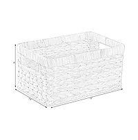 Wickerwise Natural Woven Water Hyacinth Wicker Rectangular Storage Bin Basket with Handles