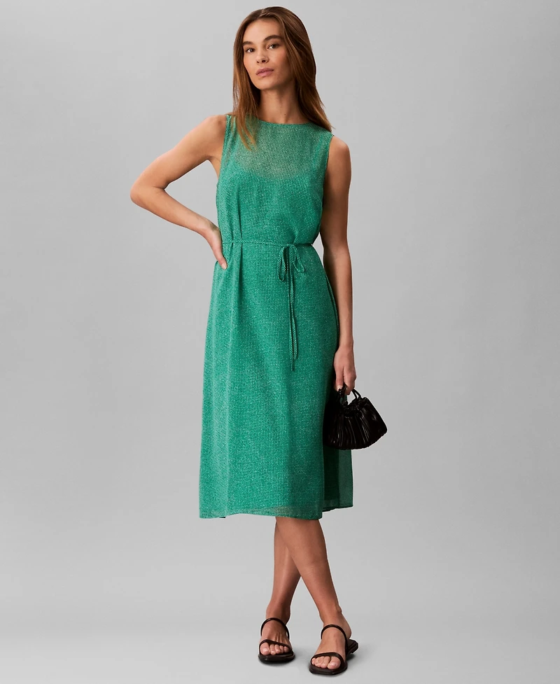 Calvin Klein Women's Sleeveless Printed Chiffon Midi Dress