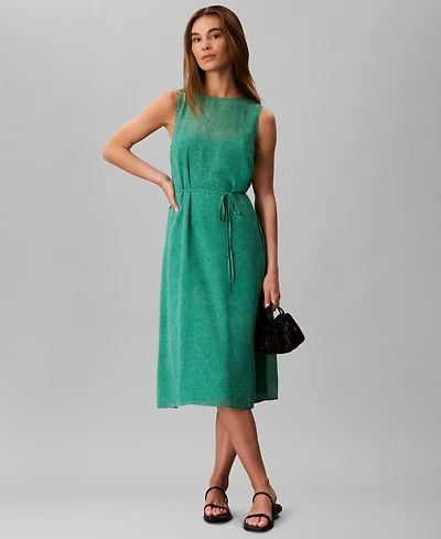 Calvin Klein Women's Sleeveless Printed Chiffon Midi Dress