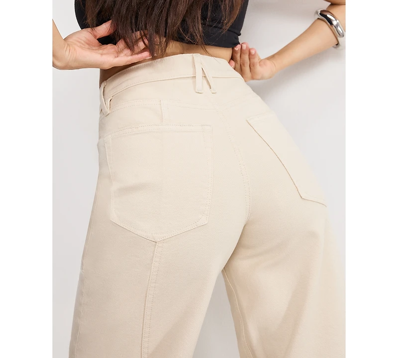 Good American Women's Canvas Cropped Barrel Pants