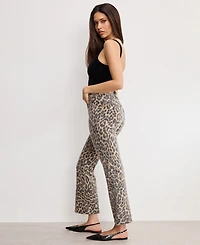 Good American Women's Standard Kick Flare Leopard Jeans
