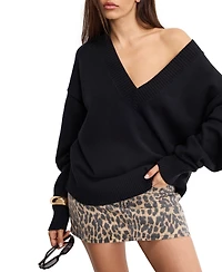 Good American Women's Knit Deep V-Neck Sweater