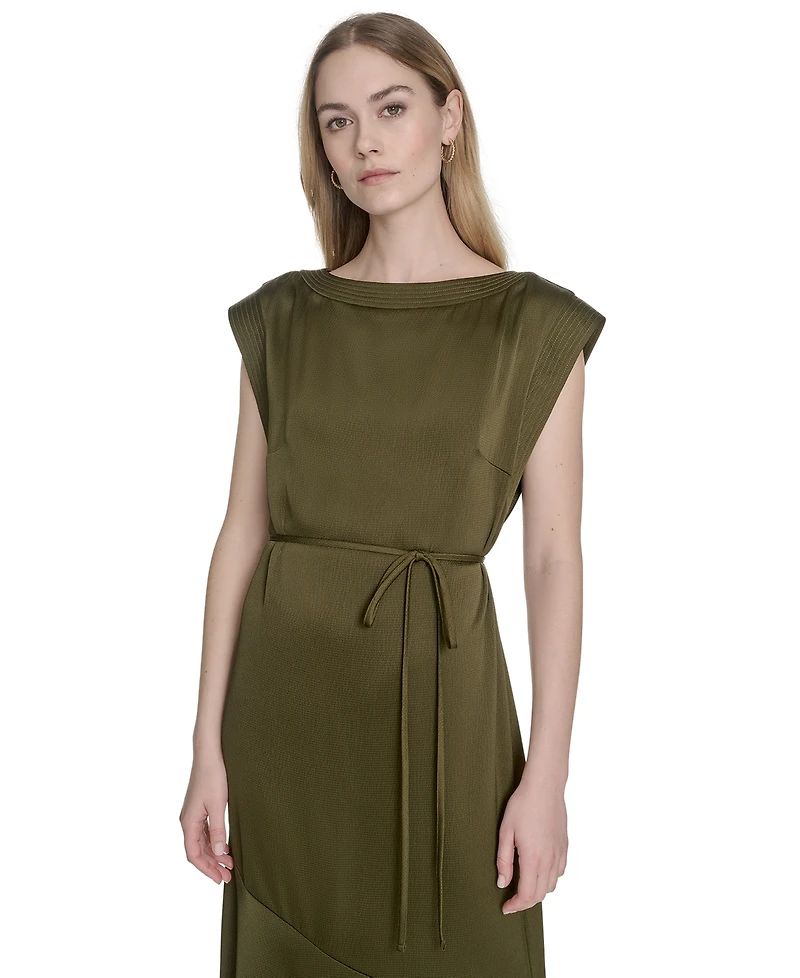 Vince Camuto Women's Satin Trapunto-Stitch Midi Dress