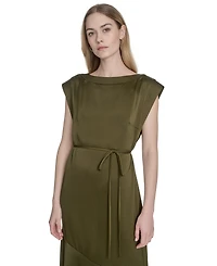 Vince Camuto Women's Satin Trapunto-Stitch Midi Dress