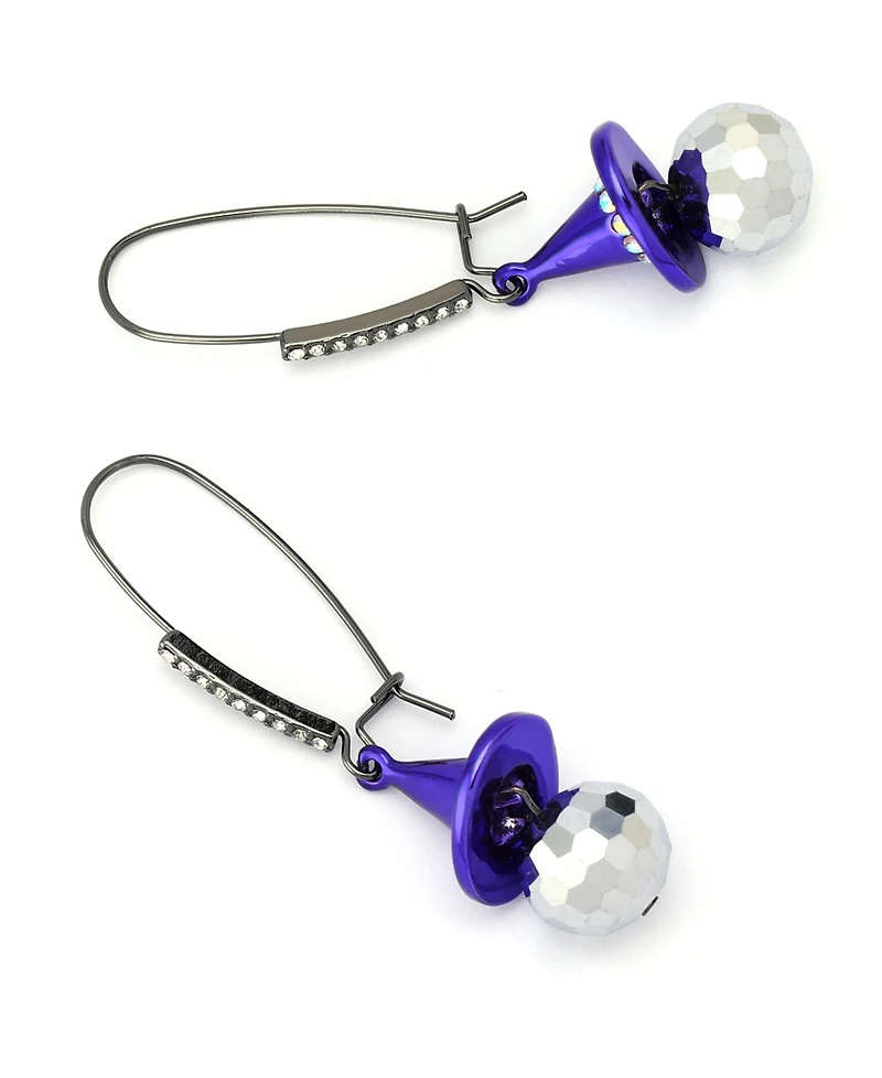 Betsey Johnson Faux Stone Witch Hat Disco Ball Dangle Earrings