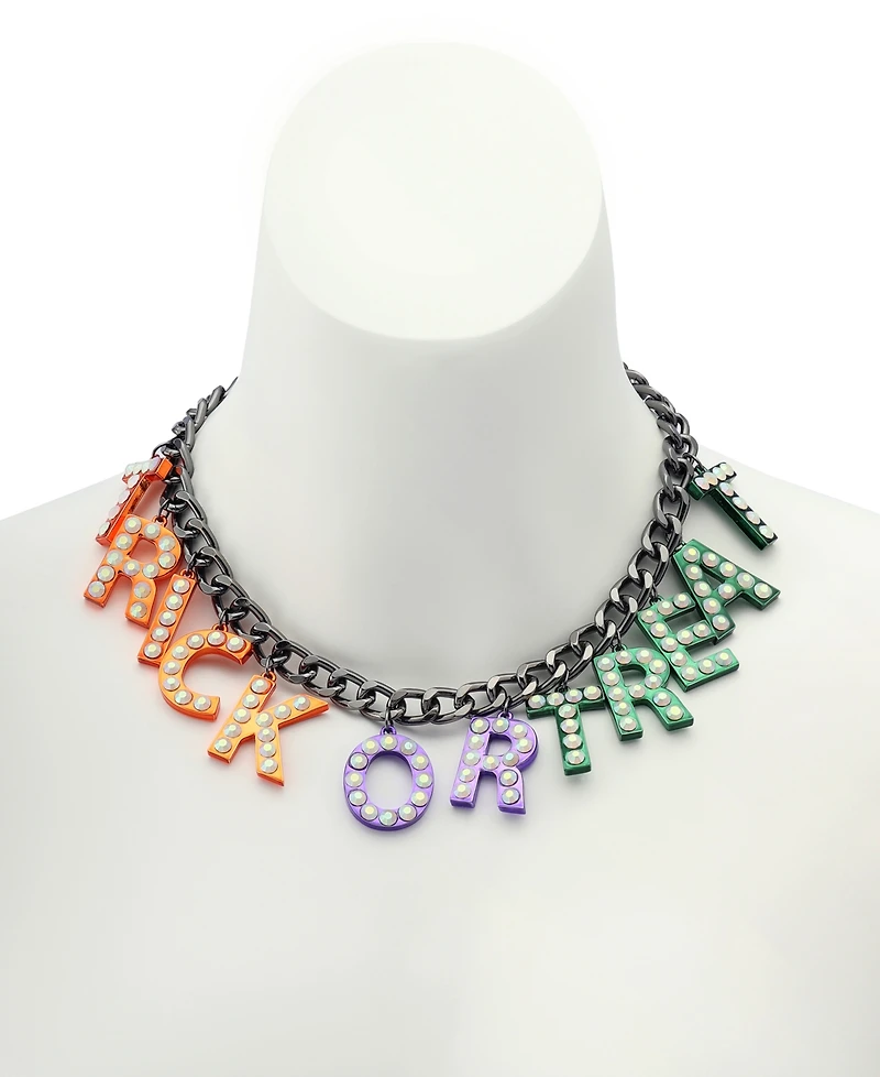 Betsey Johnson Faux Stone Halloween Trick or Treat Statement Necklace