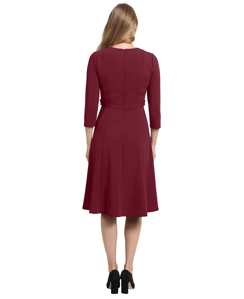 London Times Petite Side-Tab Fit & Flare Dress