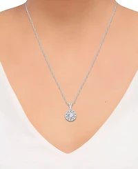 Macy's Diamond Halo Adjustable 18" Pendant Necklace (1 ct. t.w.) in 14k White Gold