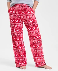 Holiday Lane Women's Deer Fair Isle Fleece Pajama Pants, Macy's Exclusive