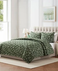 Seventh Studio Merry Botanical Print Pinsonic Microfiber Quilt Sets