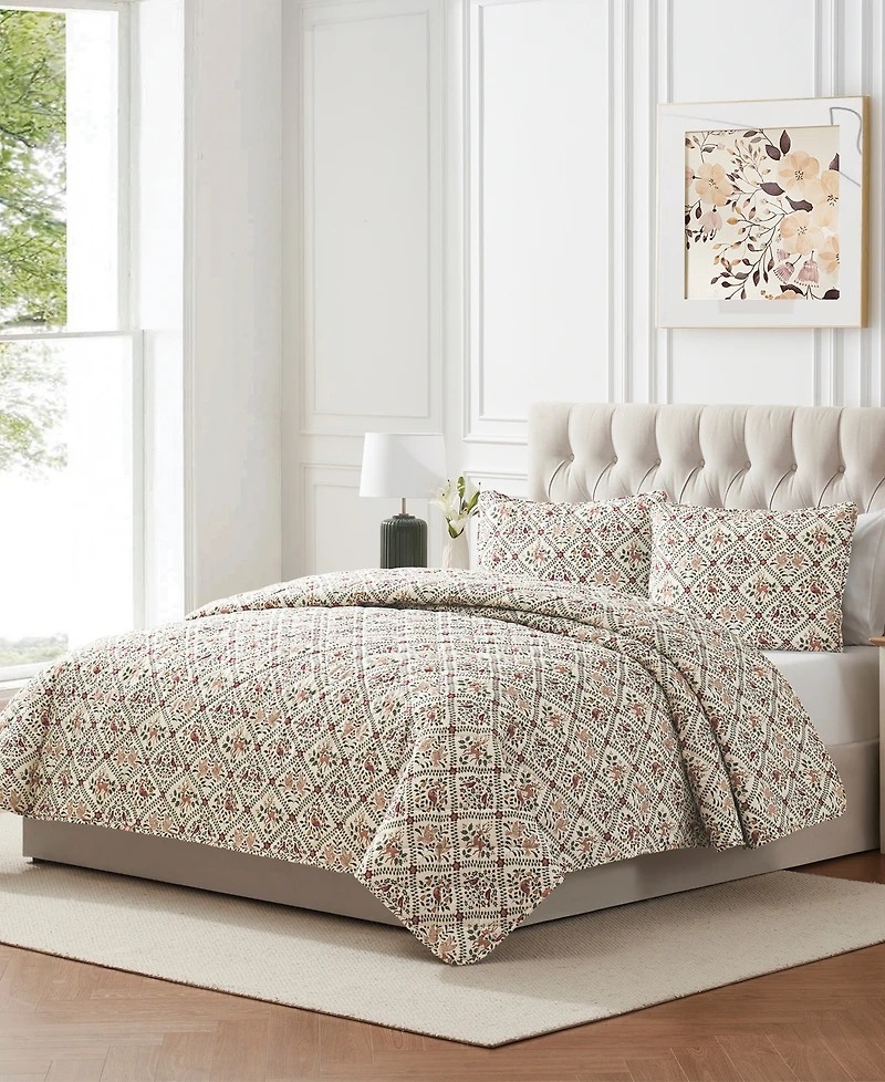 Seventh Studio Winter Diamond Holiday-Print Pinsonic Microfiber -Pc. Quilt Set