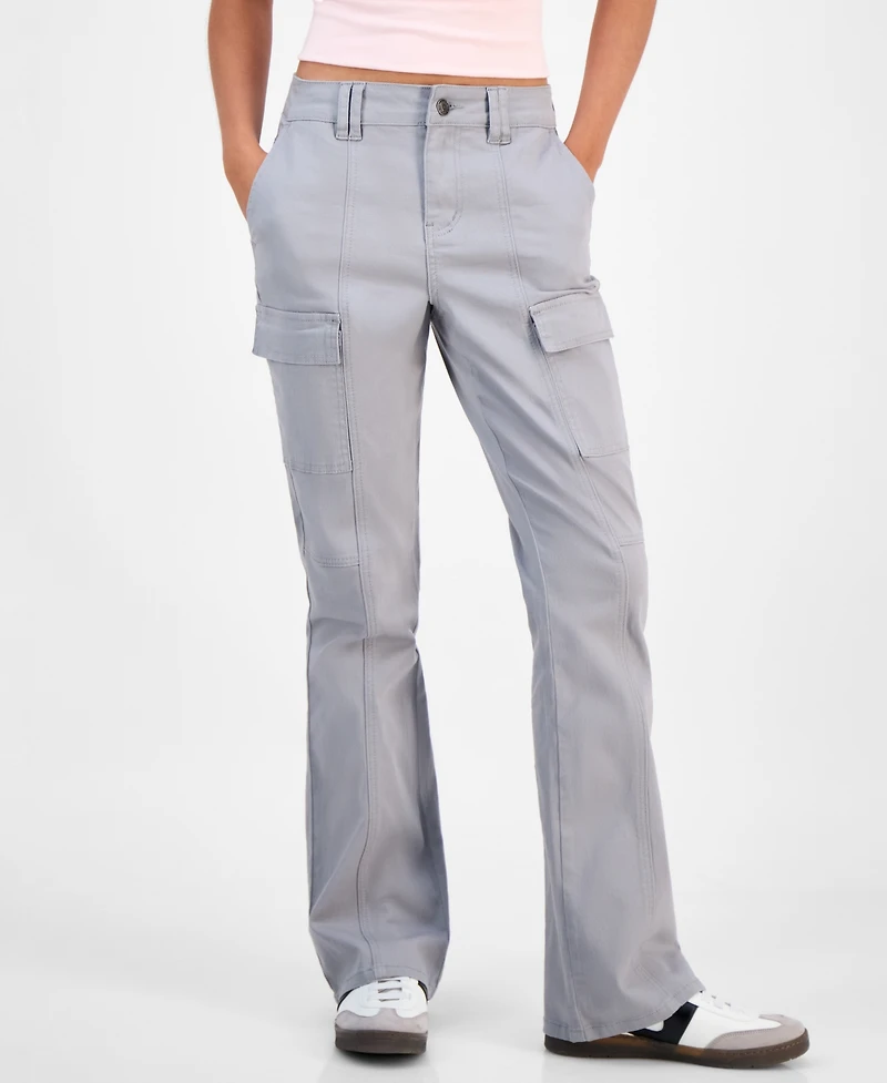 Madden Girl Juniors' High-Rise Twill Bootcut Cargo Pants