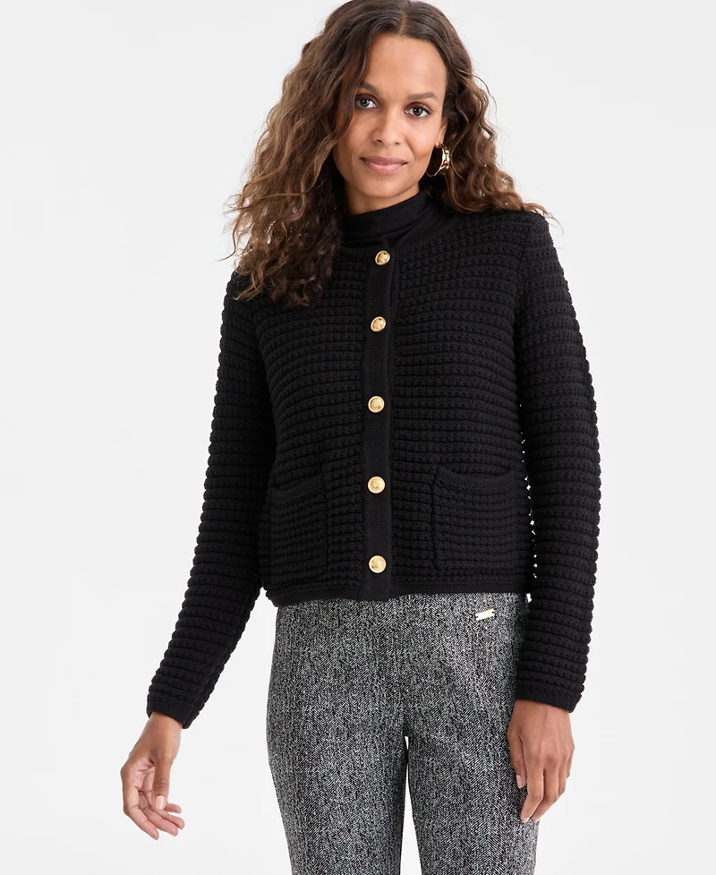 I.n.c. International Concepts Petite Yarn-Blend Button-Down Cardigan Sweater, Created for Macy's