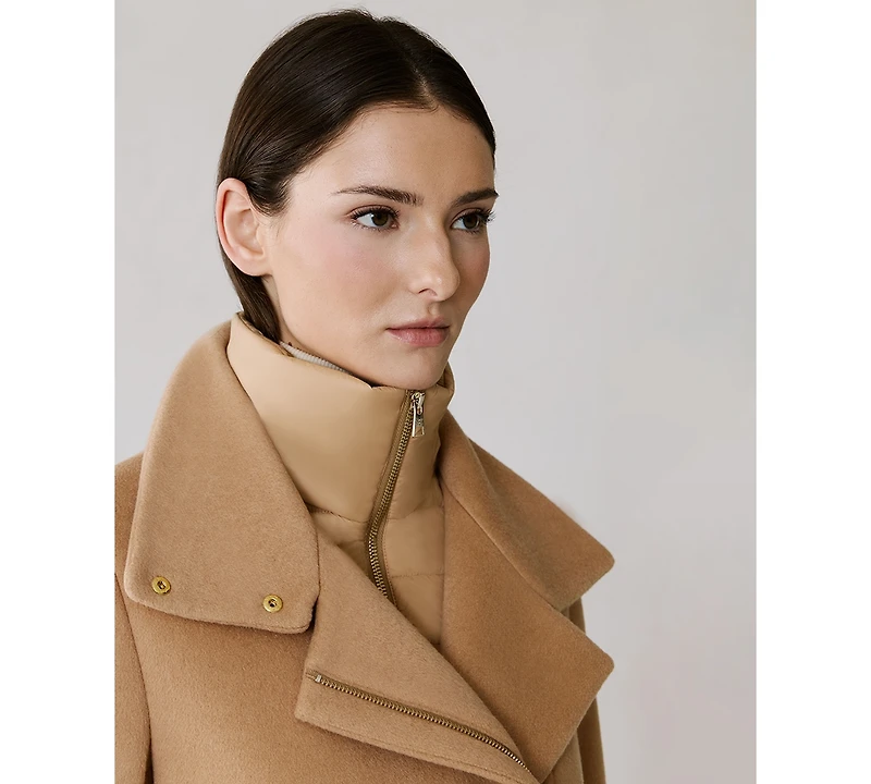 Soia & Kyo Women's Puffer-Bib Asymmetric Zip-Front Coat
