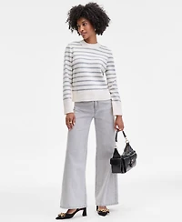 On 34th Women's Striped High-Neck Sweater, Macy's Exclusive