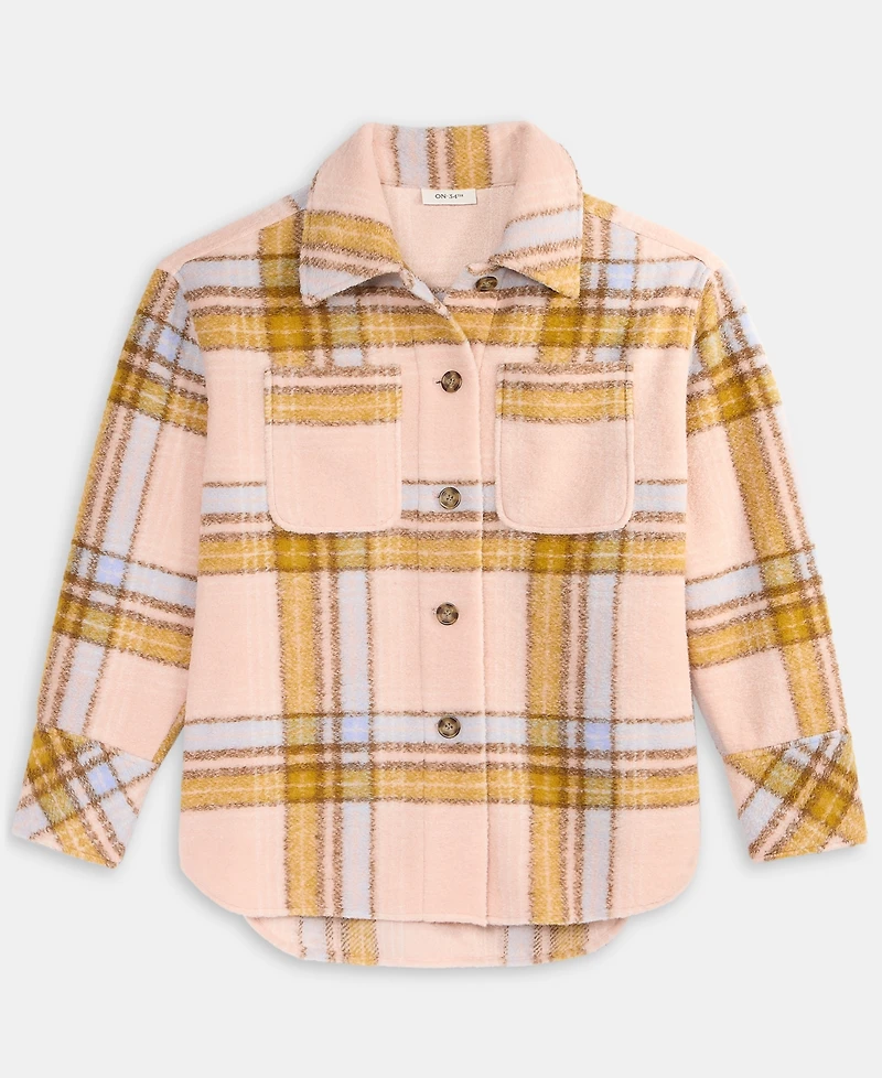 On 34th Women's Relaxed Plaid Shacket, Macy's Exclusive