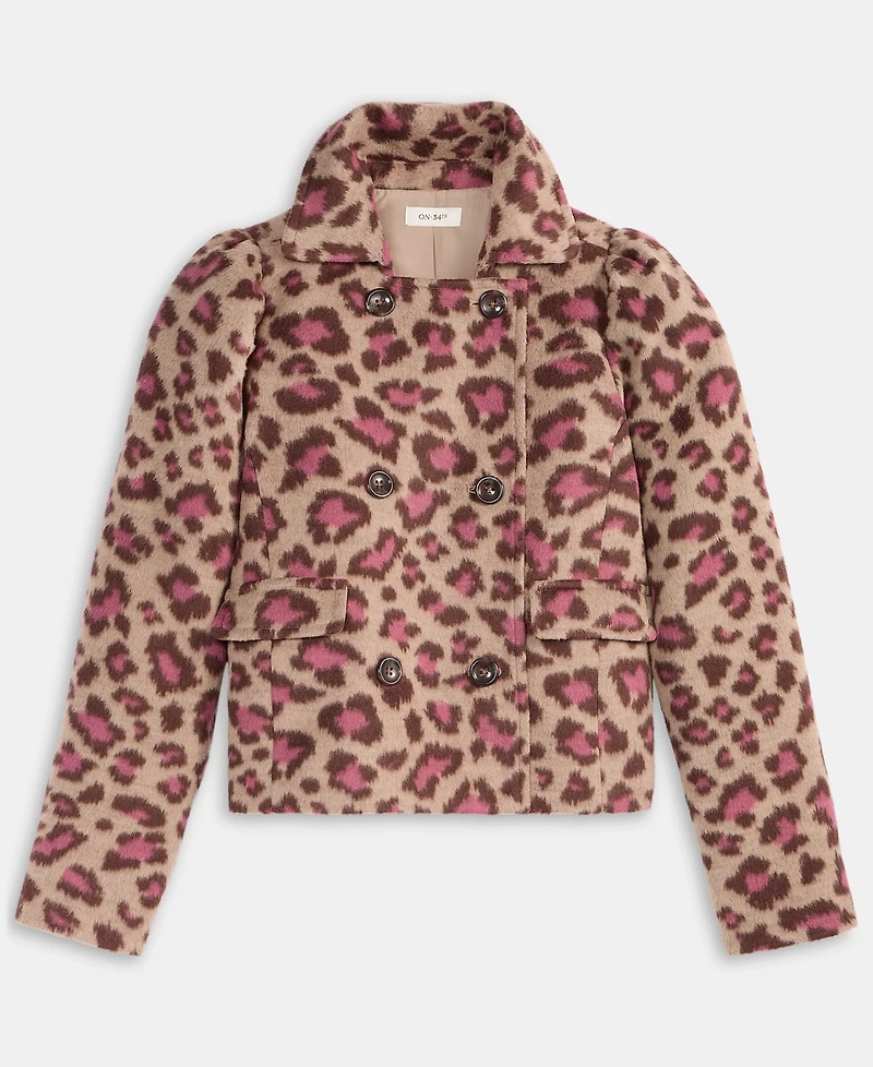 On 34th Women's Brushed Animal Print Shrunken Peacoat, Macy's Exclusive