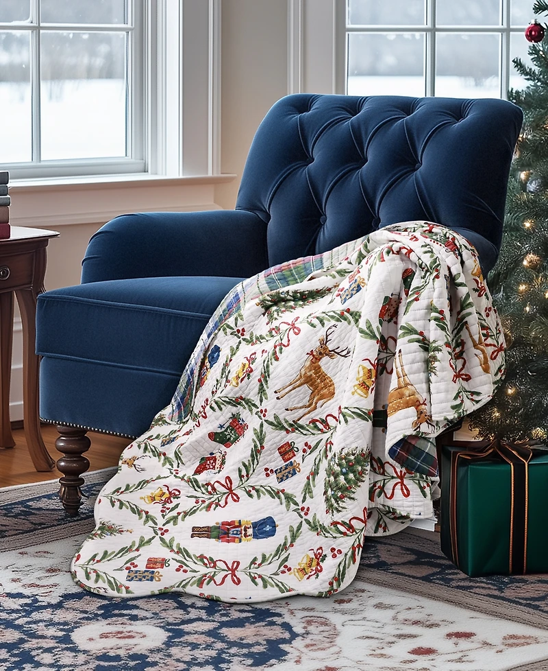 Levtex Festive Nutcrackers Reversible Quilted Throw, 50" x 60"