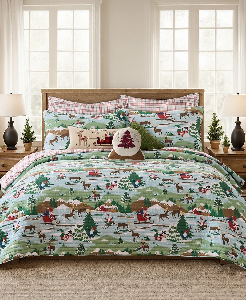 Levtex Merry Mountains Embroidered Decorative Pillow, 14" x 13"