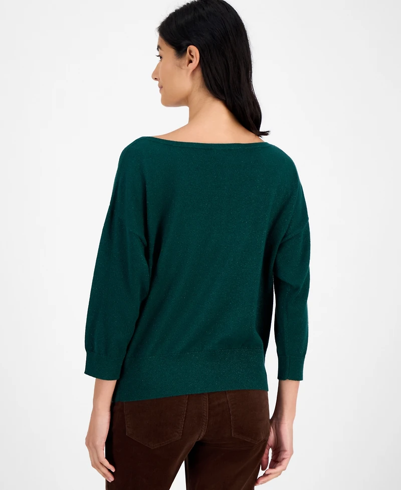 Tommy Hilfiger Women's Dolman-Sleeve Boat-Neck Shine Sweater