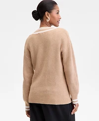 On 34th Women's Varsity Tipped V-Neck Sweater, Macy's Exclusive