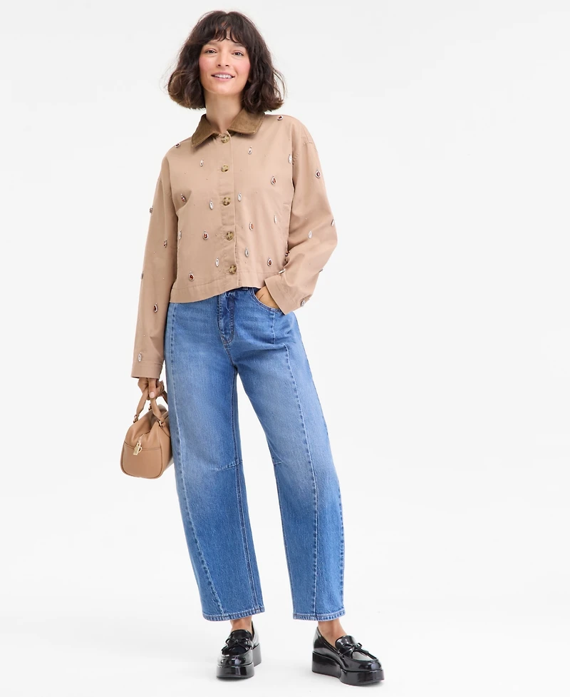 On 34th Women's Embellished Corduroy Collar Cropped Jacket, Macy's Exclusive