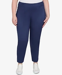 Hearts Of Palm Plus Solid Faux Suede Pants
