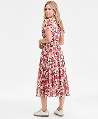 On 34th Women's Floral-Print Flutter-Sleeve Midi Dress, Macy's Exclusive