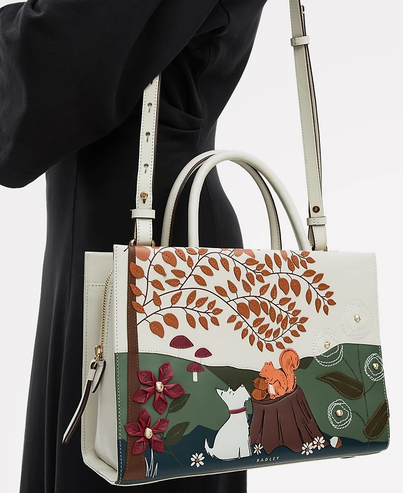 Radley London Woodland Wander Small Leather Zip Top Grab Bag