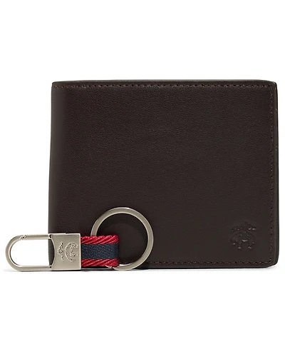 Brooks Brothers Men's Bi-Fold Wallet and Keychain Gift Set