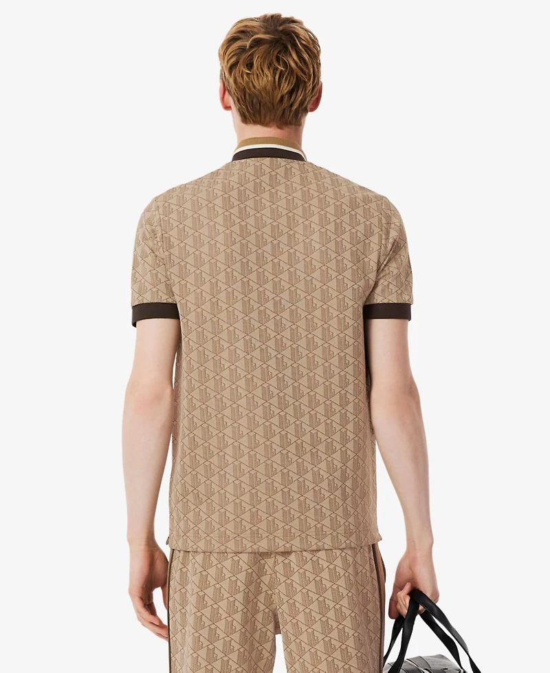 Lacoste Men's Classic Fit Monogram Jacquard Polo Shirt