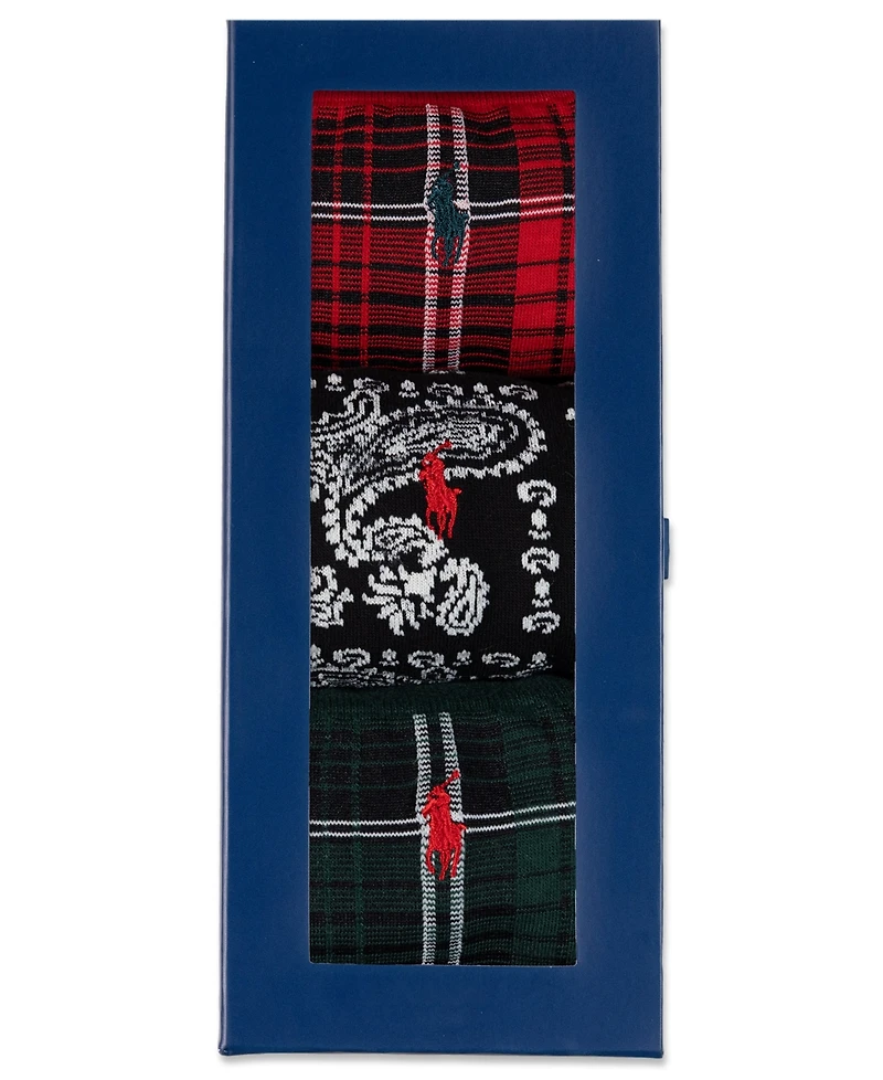 Polo Ralph Lauren Men's 3-Pack Chopped Bandana And Plaid Socks Gift Box