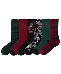 Polo Ralph Lauren Men's 6-Pack Holiday Bear Crew Socks