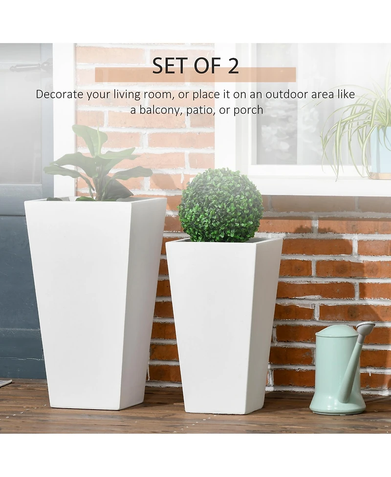 Outsunny 2-Pack MgO Flower Pots with Drainage Hole