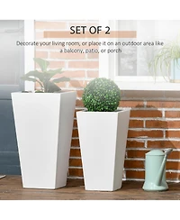Outsunny 2-Pack MgO Flower Pots with Drainage Hole