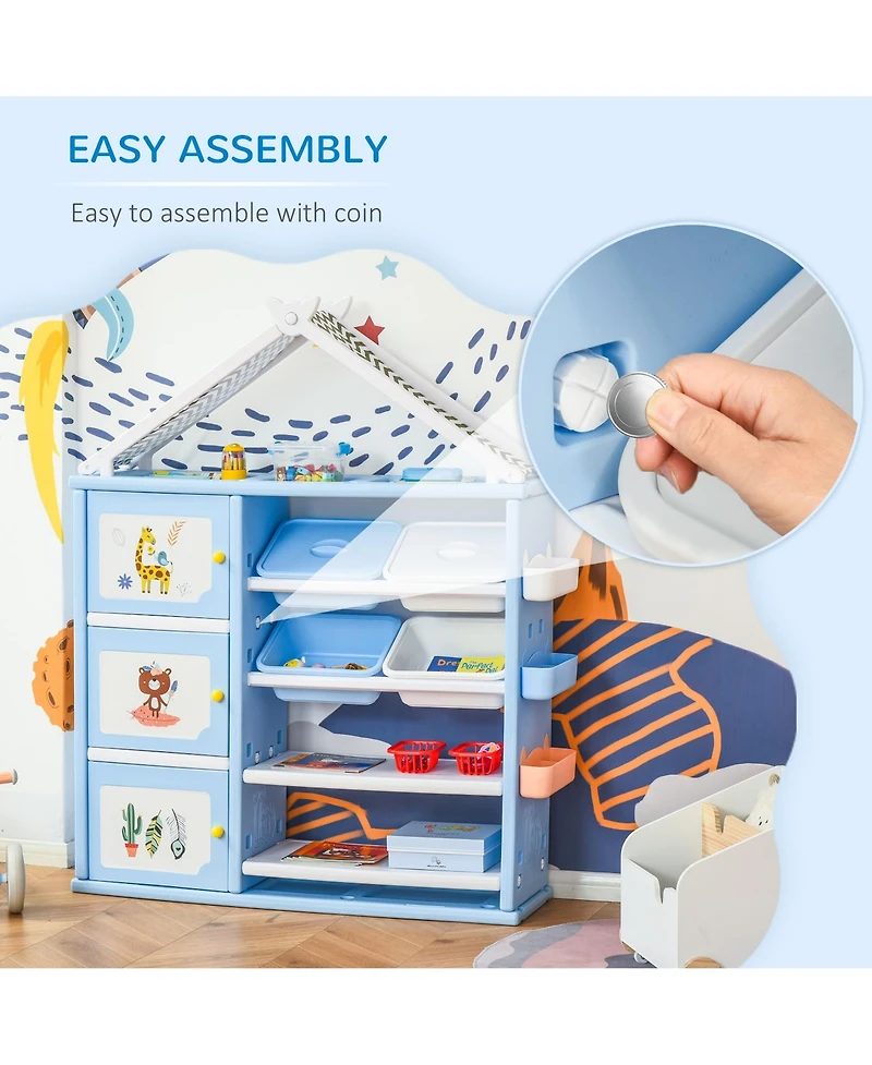 Qaba Clothes, Toys, and School Supplies Cabinet Storage Unit for Kids