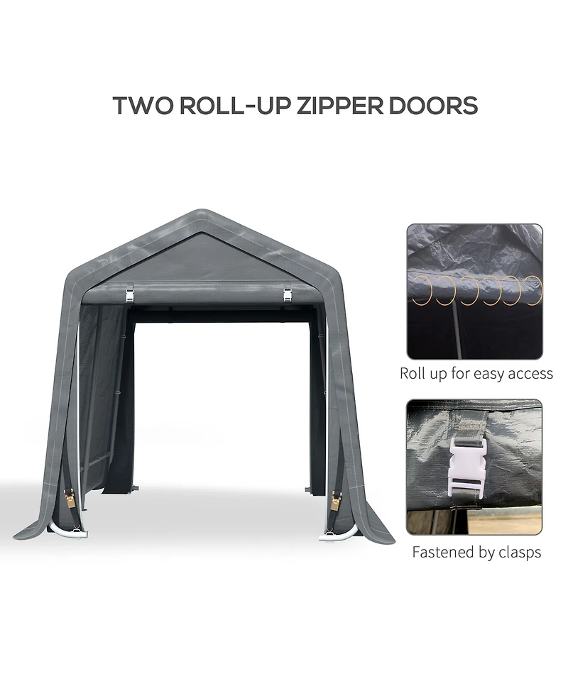 Outsunny 9' x 8' Garden Storage Tent Bike Shed w/ Metal Frame & Zipper Doors