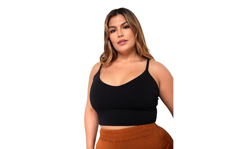 Rebdolls Plus Neck Strappy Crop Top - Black