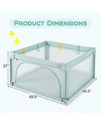 Costway Baby Playpen Infant Large Safety Play Center Yard with 50 Ocean Balls Light