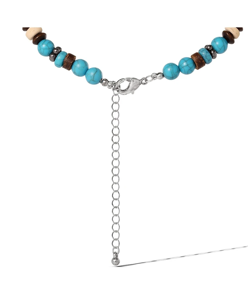 Jessica Simpson Beaded Layered Necklace in Turquoise and Amber Hues
