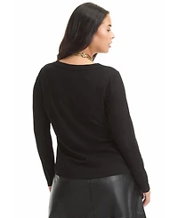 June + Vie Women's Plus Ribbed Scoopneck Top