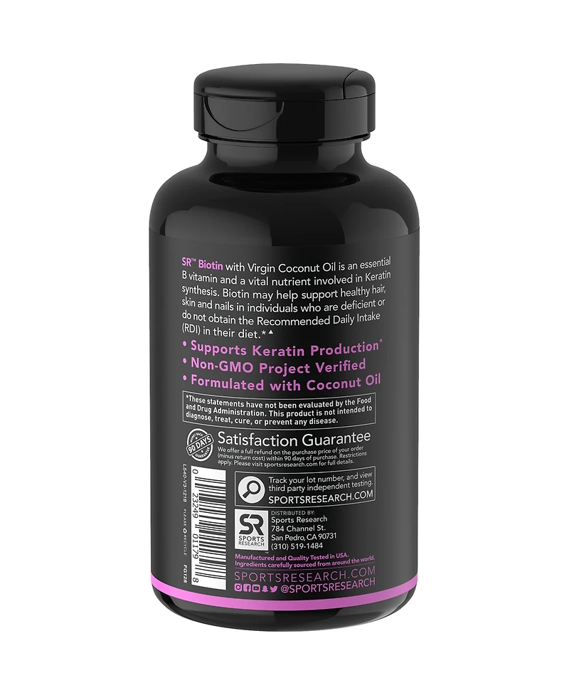 Sports Research Biotin High Potency 2 500 mcg