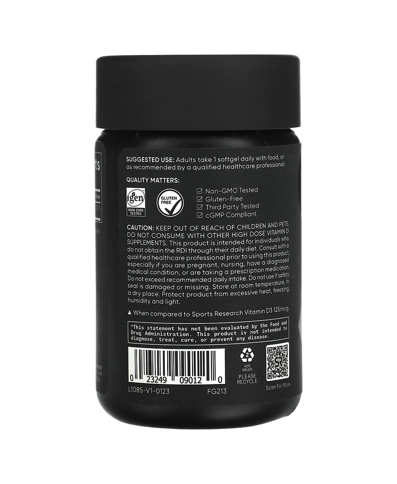 Sports Research Vitamin D3 Max Strength 250 mcg (10 000 Iu)