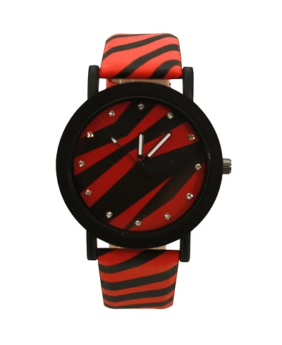 Olivia Pratt Red Zebra Colorful Strap Women Watch