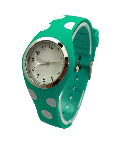 Olivia Pratt Mint Polka Dots Silicone Band Women Watch