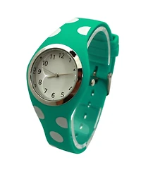 Olivia Pratt Mint Polka Dots Silicone Band Women Watch