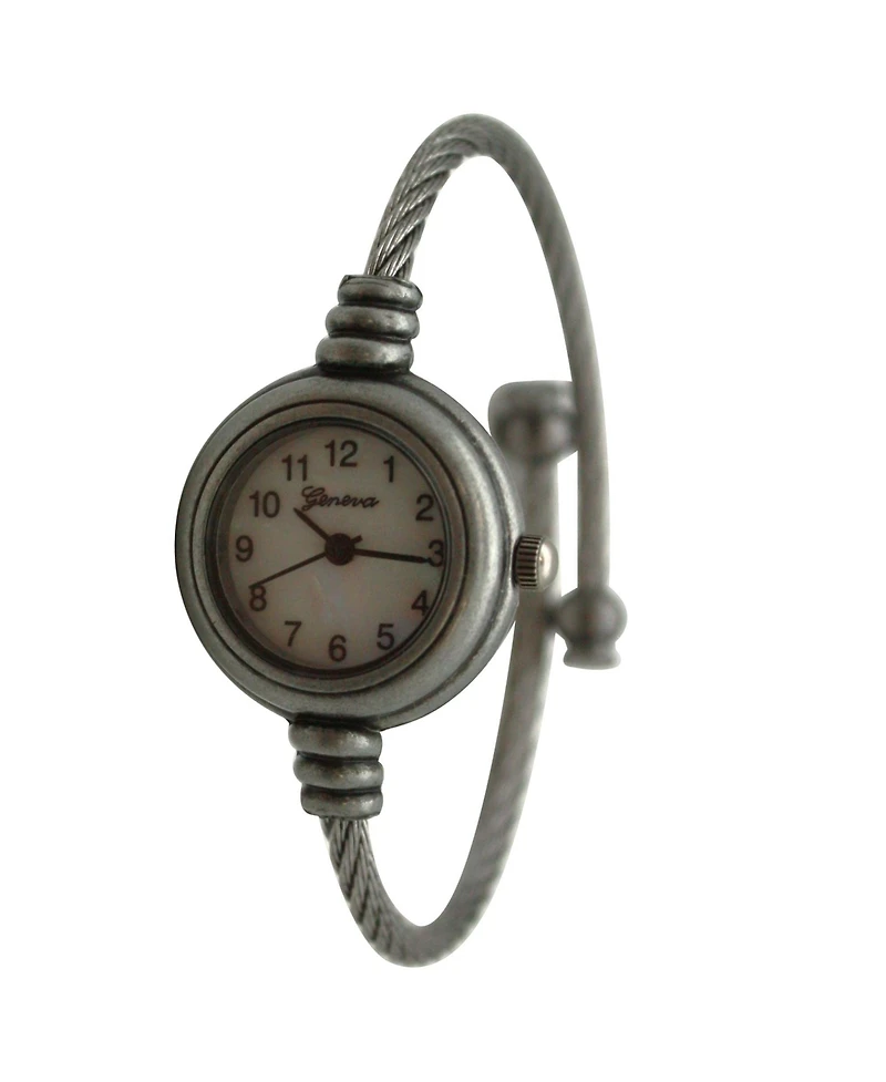 Olivia Pratt Pewter Thin Swirl Delicate Bangle Women Watch