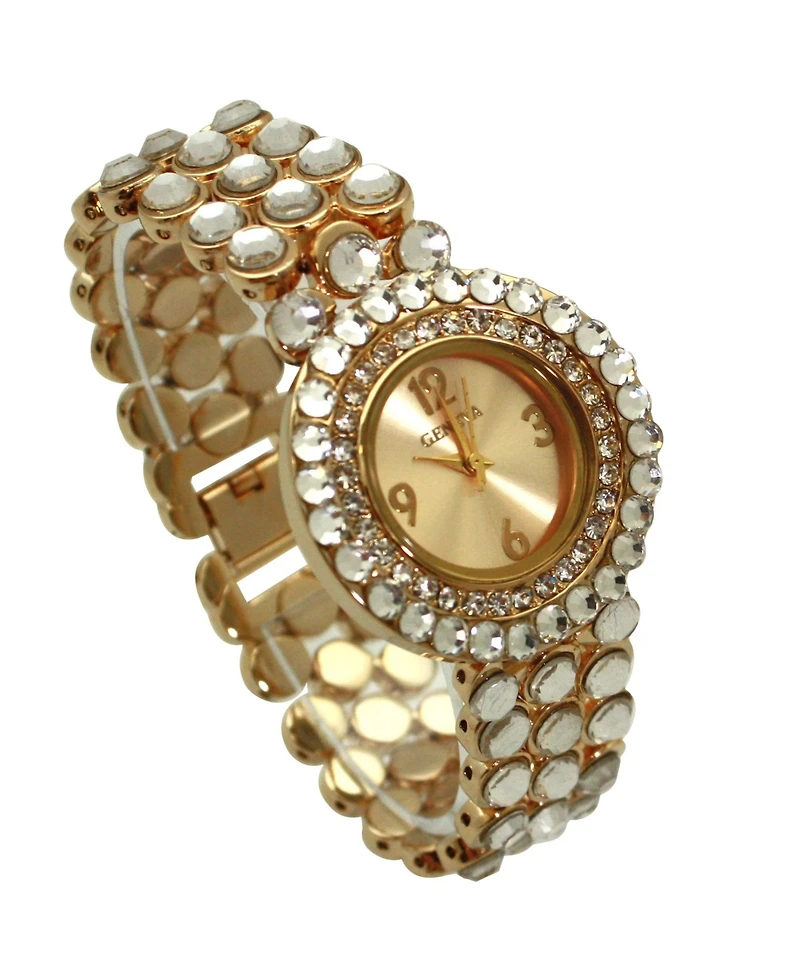Olivia Pratt Gold Shiny Rhinestones Metallic Women Watch