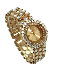 Olivia Pratt Gold Shiny Rhinestones Metallic Women Watch