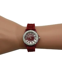 Olivia Pratt Every Day Thin Band Silicone and Rhinestones Colorful Women Watch